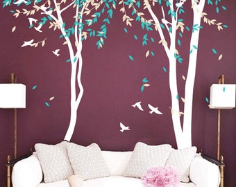 TREE WALL DECAL- Nursery Tree mural with Birds, Vinyl Wall Decal -  MM018