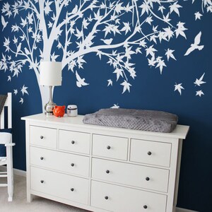 tree wall decal nursery vinyl decal Vinyl Wall Decal bird stickers K024 Large Autumn Tree decal