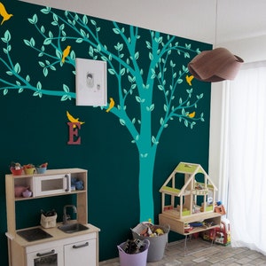 TREE WALL DECAL- Large Family Tree wall sticker, Nature Wall Decal, Nursery Tree and Birds Wall Mural , Wall Art Tattoo