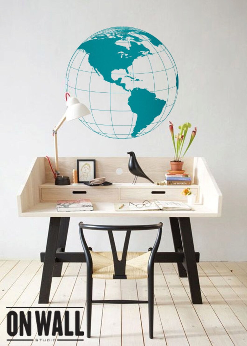 Large removable Globe wall decal Detailed Earth World map Etsy