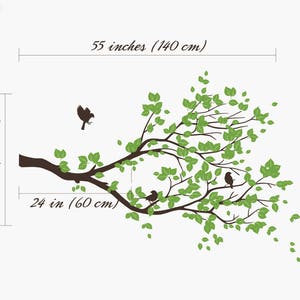 TREE WALL DECAL Delicate Tree Branch With Birds Living Room Sticker S002 Reverse Cut image 3