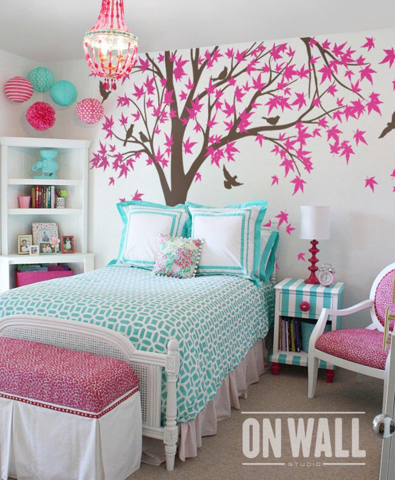 TREE WALL DECAL Large Maple Tree Vinyl Sticker-Nursery Wall Décor-Wall bird stickers K024B image 3