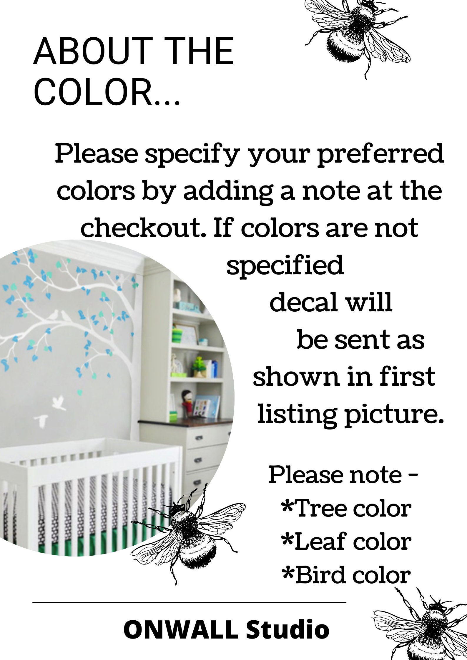 TREE WALL DECAL - Large Nursery Vinyl Wall Sticker - Tree Mural With ...