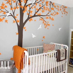 Gorgeous Large Maple Tree Wall Decal with Birds - Eye-Catching Vinyl Art for Home - Nature wall art sticker for kids room, nursery K024