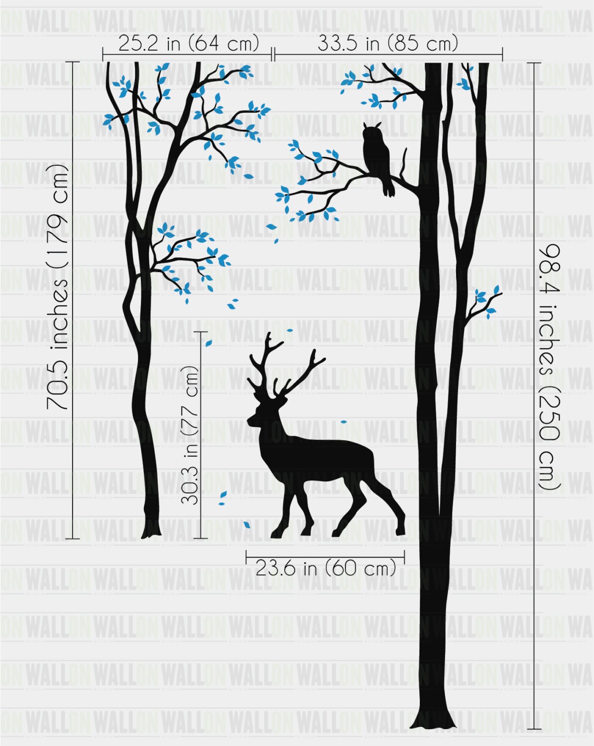 Living room Tree Wall Decal Wall Sticker Deer Wall Decal Etsy
