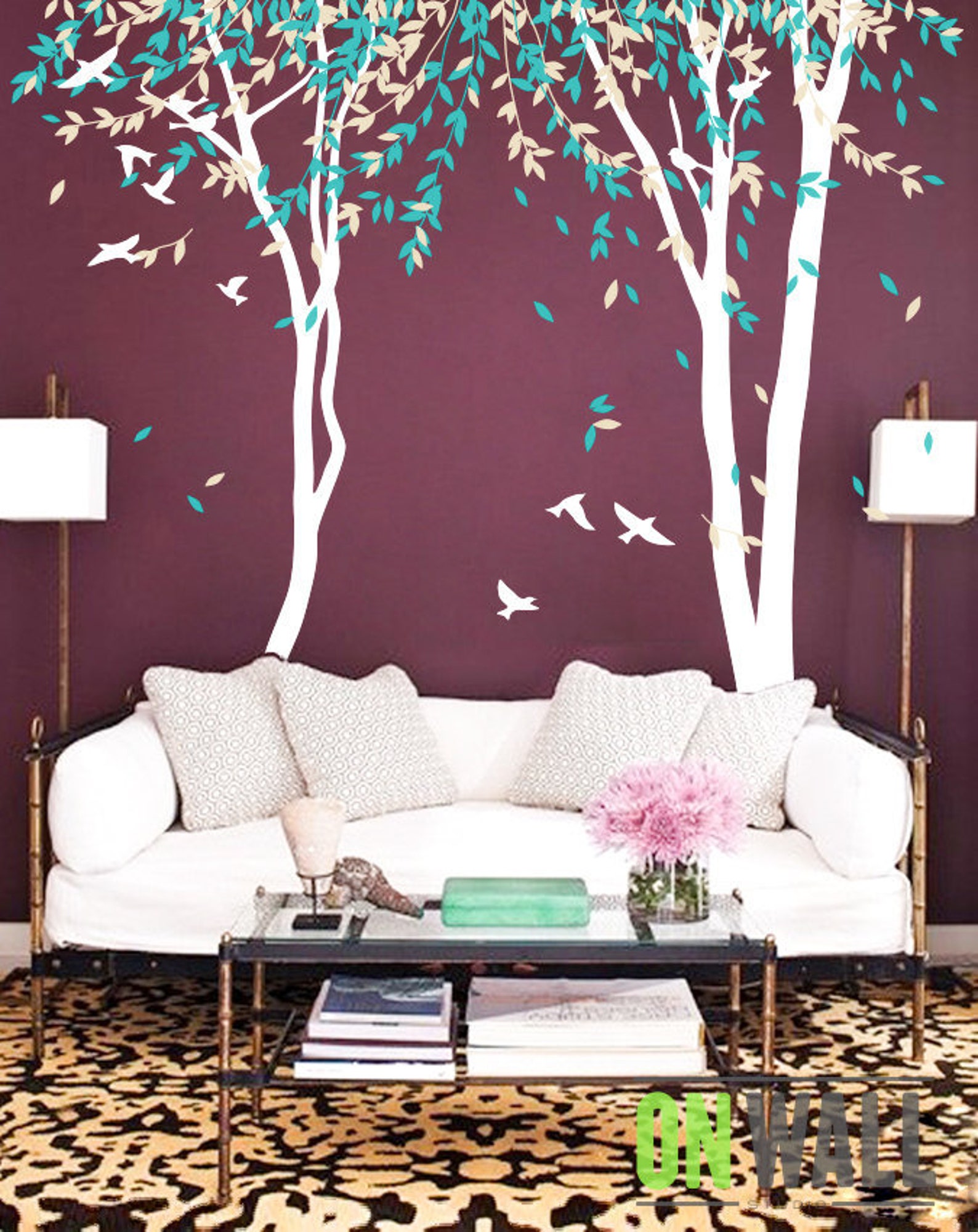 TREE WALL DECAL Nursery Tree Mural With Birds Vinyl Wall Etsy