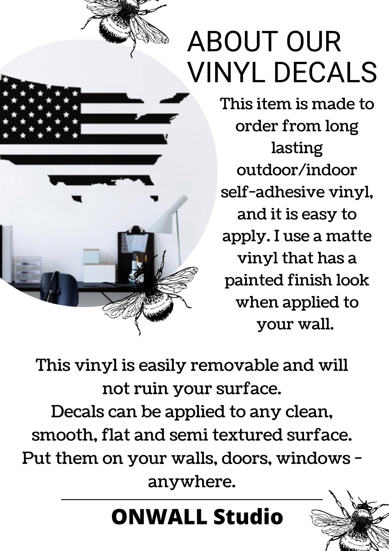 American Flag Car Sticker Vinyl Decal - USA Florida Map Design For Car, Wall, Laptop 10 thumbnail image
