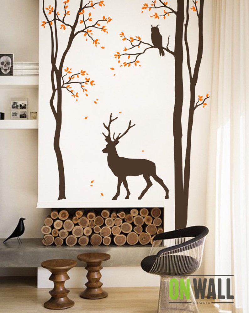 Living Room Tree Wall Decal Sticker Deer Mural Mm022