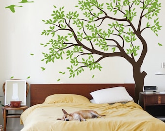 Stunning Large Tree Wall Decal with Cranes - Unique Vinyl Decor for Home - Tree and bird wall art for nursery, kids room, playroom MM027