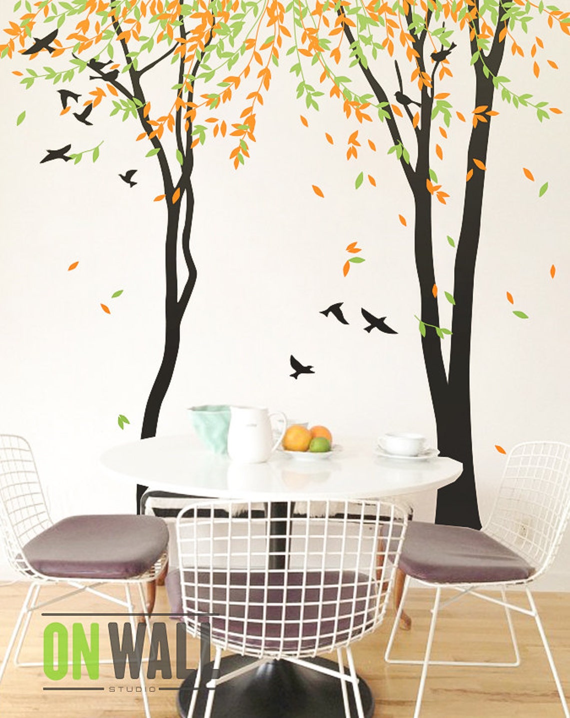 TREE WALL DECAL Nursery Tree Mural With Birds Vinyl Wall Etsy