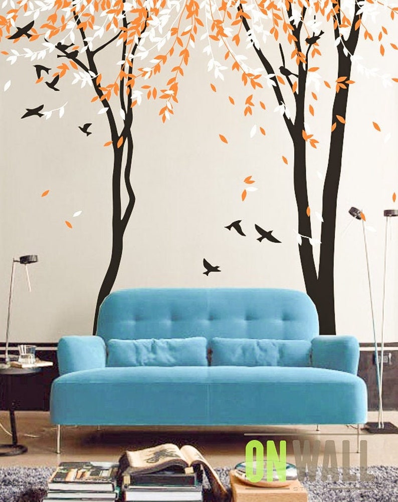 TREE WALL DECAL Large Nursery Tree Sticker With Birds MM018 Etsy