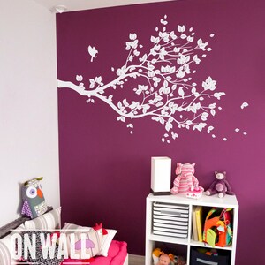 TREE WALL DECAL Delicate Tree Branch With Birds Living Room Sticker S002 Reverse Cut image 2