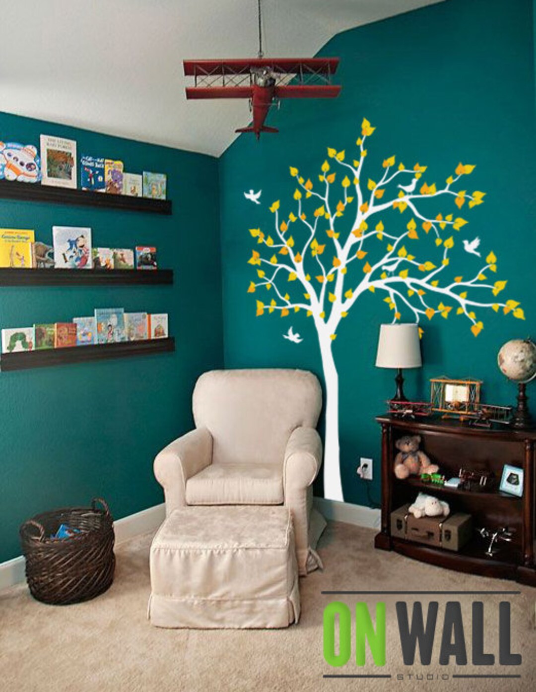 TREE WALL DECAL- Large Vinyl Tree and Birds Mural, Nursery and Living ...