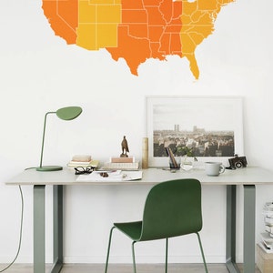 USA MAP DECAL - Zeitzonen bunten Aufkleber - Vereinigten Staaten Wandbild - M006