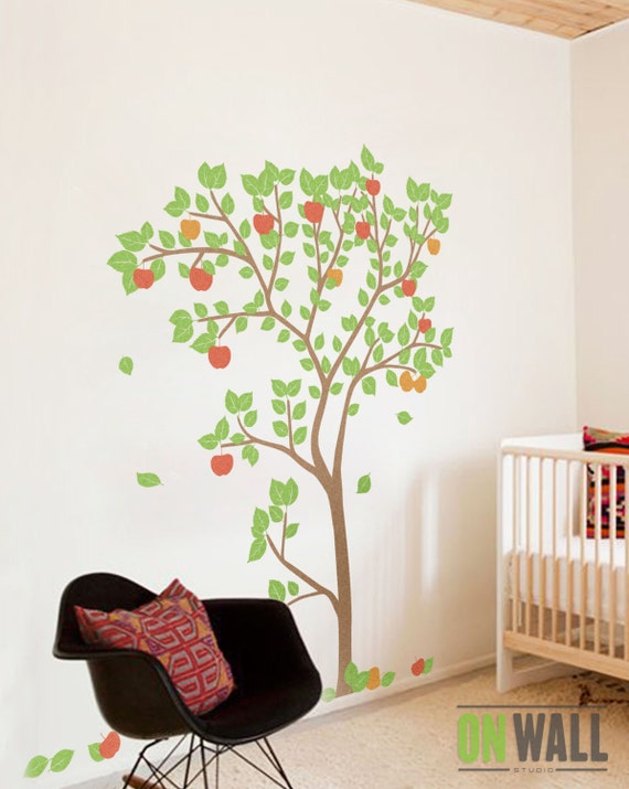 nursery appletree wall decal wall sticker tree vinyl wall | etsy