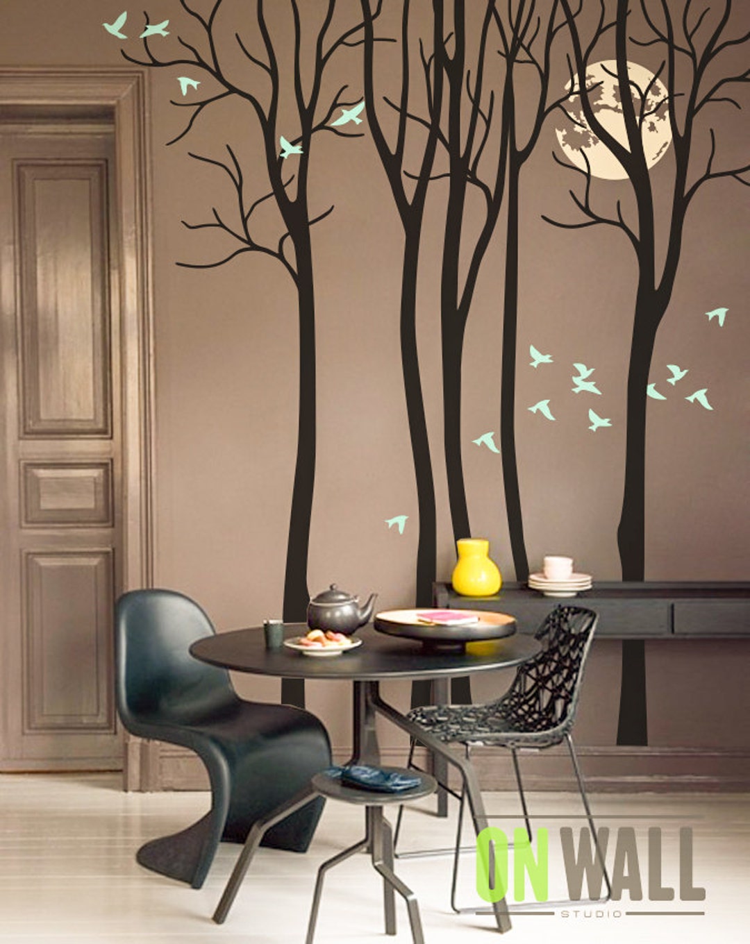 TREE WALL DECAL - Set of 5 Piece Tree Vinyl Decals With Birds and Full ...