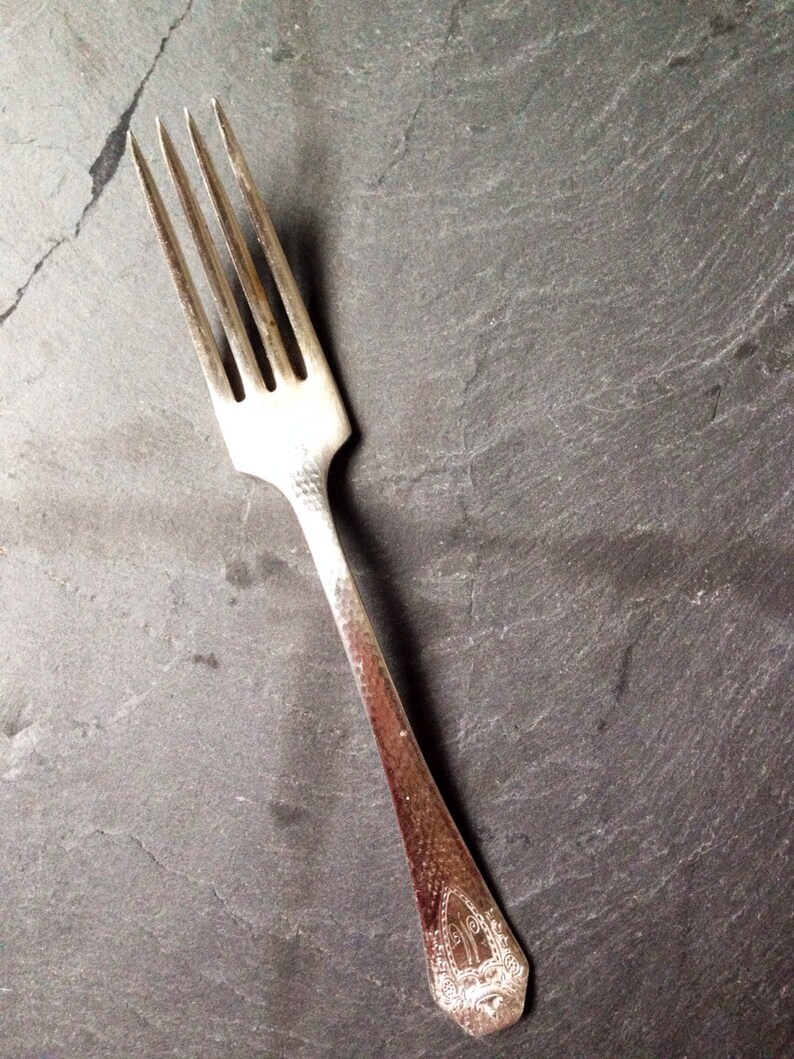 Heraldic Silverplate Dinner Fork by 1847 Rogers Bros Antique 1916