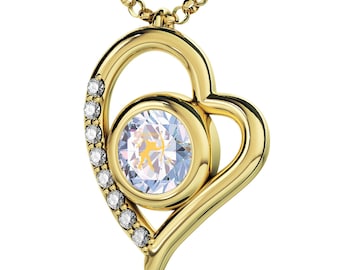 Gold Plated Silver Zodiac Pendant Sagittarius Necklace Inscribed in 24k Gold on Swarovski Crystal, 18" Gold Plated Silver Chain - For Moms