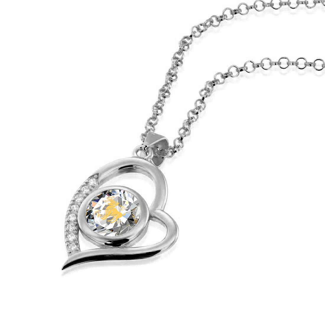 925 Sterling Silver Zodiac Heart Pendant · Aries Necklace Inscribed in ...