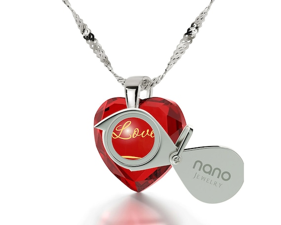 Collana Ti amo infinito, ciondolo a forma di cuore in argento 925 con inciso in oro 24k su zircone cubico, regalo unico per la migliore amica. - Italia