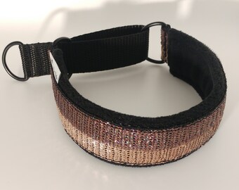 Comfortable, soft&cosy martingale collar, pink, old rose, shimmering sequins