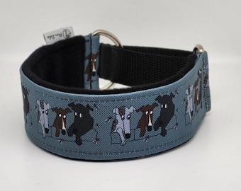 Collar martingala cómodo, suave y acogedor para perros. Collar para whippet, galgo y lebrel. Diseño con dibujos de abejas.