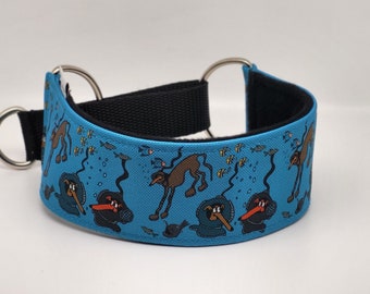 Collar martingala cómodo, suave y acogedor para perros. Collar para whippet, galgo y lebrel. Diseño de dibujos animados.