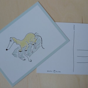 Carte postale, dessin, whippet, pyjama, lévrier, chien, cadeau pour les amateurs de whippet, carte de voeux, pyjama chien, lévrier italien, carte drôle