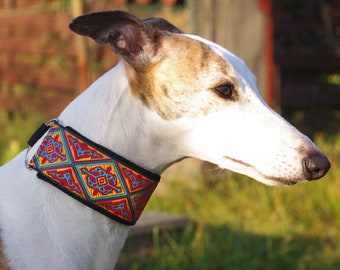 Comfortable, soft&cosy martingale dog collar. Width - 5.5cm/2,2''. Whippet collar, greyhound collar, sighthound collar.
