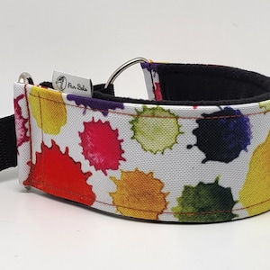 Collar para perro martingala cómodo, suave y acogedor. Cuello de Whippet, cuello de galgo, cuello de galgo jacquard, salpicaduras de colores