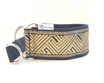 Martingale, soft padded, dog, whippet, greyhound, custom collar. Width - 5.5cm/2,2'', gold