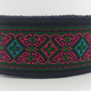 Kuscheliges,weiches Hundehalsband für Whippets. Rosa/grün/schwarz. NEU