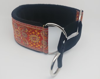 Comfortable, soft&cosy martingale dog collar. Very wide - 5.5cm/2,2''. Whippet collar, greyhound collar, sighthound collar.