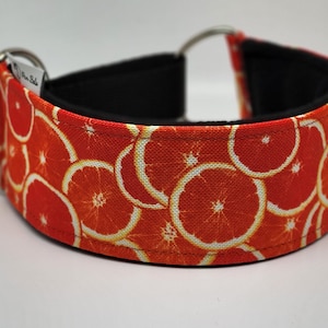 Bequemes, weiches, kuscheliges Martingale-Hundehalsband. Whippet Halsband, Windhund Halsband, Jacquard Halsband, Galgo Halsband, Orangen, Grapefruit