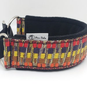 Comfortable, soft padded martingale dog collar. Width - 4,5cm/1,77". Whippet collar, greyhound collar, sighthound collar.
