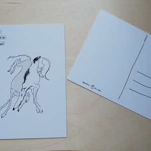 Carte postale, dessin, whippet, lévrier, chien, amour, mariage, anniversaire, l'amour est dans l'air, cadeau pour les amateurs de whippet