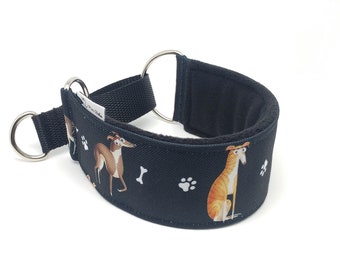 Comfortable, soft&cosy martingale dog collar. Width - 5.5cm/2,2''. Whippet collar, greyhound collar, sighthound collar.