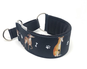 Comfortable, soft&cosy martingale dog collar. Width - 5.5cm/2,2&#39;&#39;. Whippet collar, greyhound collar, sighthound collar.