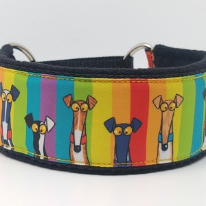 Kuscheliges Zugstopphalsband mit Zugstopp. Breite - 4,5 cm. Whippet Halsband, Windhundhalsband, Windhundhalsband, bunt, bunt, bunt