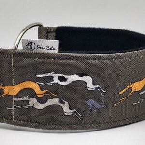 Comfortable, soft, cosy,  martingale dog collar. Whippet collar, greyhound collar, sighthound collar, cartoon