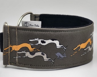 Collar martingala cómodo, suave y acogedor para perros. Collar para whippet, galgo y lebrel. Diseño de dibujos animados.