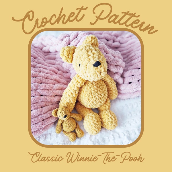 Classic Vintage Style Winnie the Pooh Bear Amigurumi Crochet Pattern, English PDF