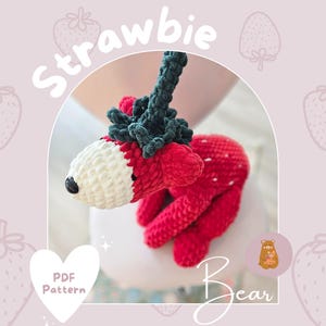 Strawberry Bear Amigurumi Crochet Pattern, English PDF