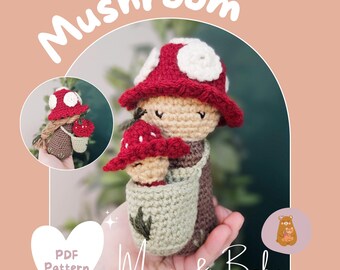 Mushroom Mama & Baby Doll Amigurumi PDF Crochet Pattern