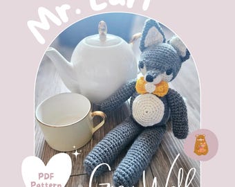 Mr. Earl Grey Wolf Amigurumi PDF Crochet Pattern