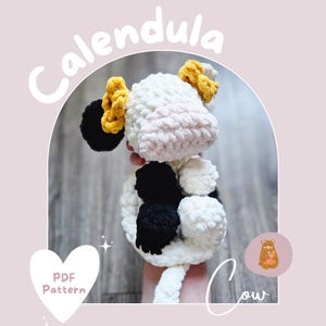 Calendula Cow Amigurumi Snuggler PDF Crochet Pattern