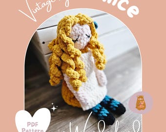 Vintage Style Storybook Alice in Wonderland Amigurumi Doll Crochet Pattern, English PDF