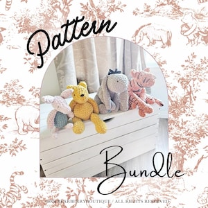 Winnie Puuh, Ferkel, Eeyore und Tigger Amigurumi Häkelanleitungen Bundle, PDF in Englisch