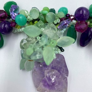 Collier, Unique, Fait main, Lavande, Violet, Couleur menthe, Vert, Un seul, Améthyste, Chrysoprase, Onyx vert, Lavande à la menthe, Collier original