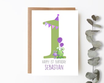 1st Birthday Card | Monsters | Monster Card | Monster Cards | First Birthday Card | 1st Birthday | Baby Boy | Birthday Girl | Birthday Card